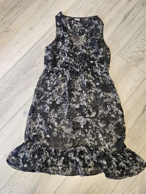 Converse One Star Ruffle Hem A-line Sleeveless V-neck Sheer Dress Women's Small